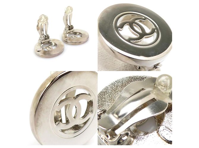 Orecchini a clip in metallo argento Chanel Coco Mark - vista 4