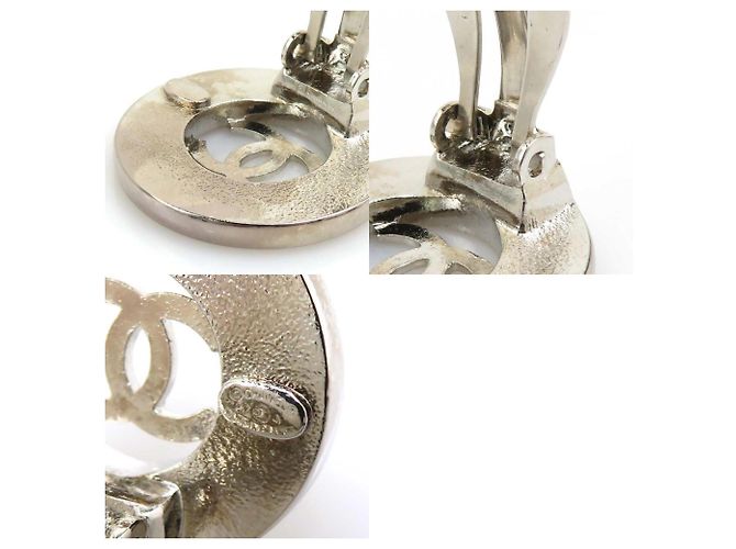 Orecchini a clip in metallo argento Chanel Coco Mark - vista 5