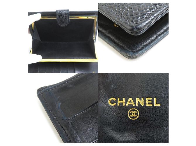 Billetera bifold de piel de ternera granulada negra Chanel Negro - vista 4