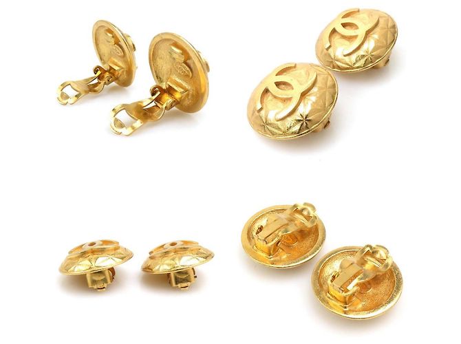 Orecchini in metallo dorato Chanel Coco Mark D'oro - vista 3