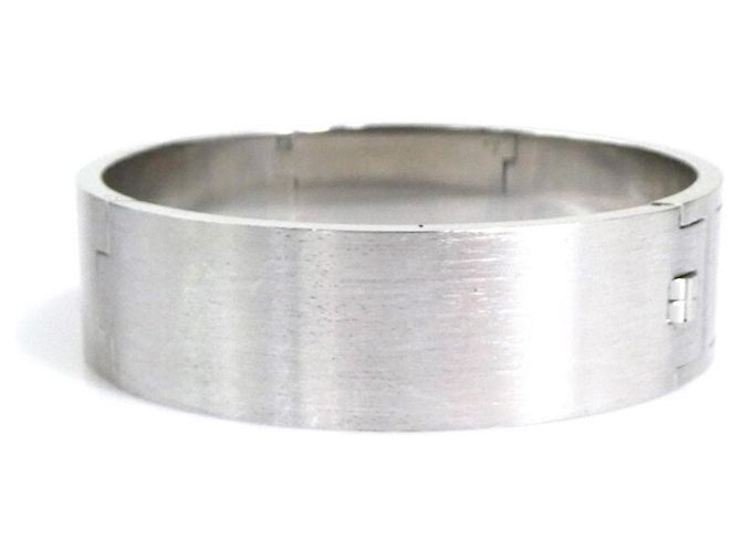 Pulsera de bangle de esmalte y metal Hermès Castaño Negro Plata - vista 3