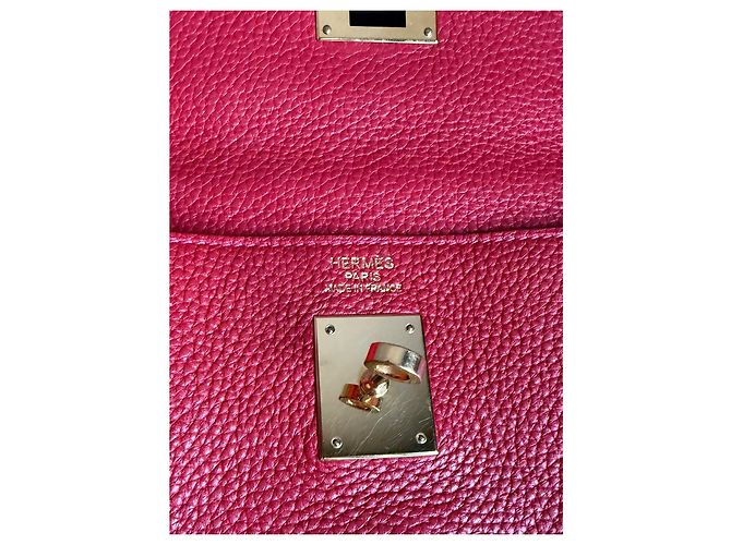 Hermès Kelly 35 in pelle Togo vermiglio con finiture oro - vista 15