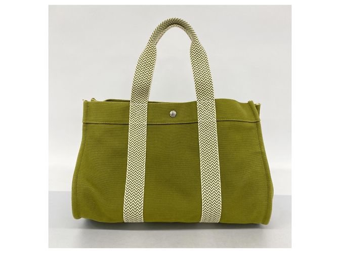 Borsa Hermès Cannes MM in tela khaki Cachi - vista 14
