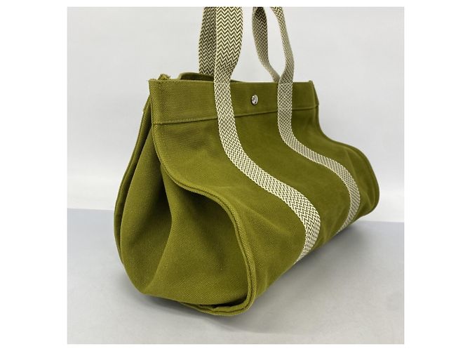 Borsa Hermès Cannes MM in tela khaki Cachi - vista 2