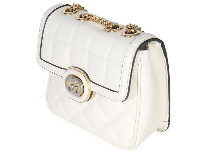 Bolsa mini Deco em couro de bezerro acolchoado branco Gucci - vista 3