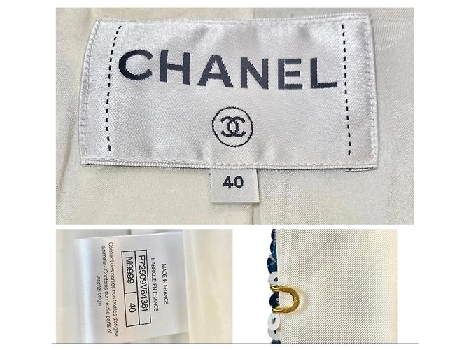Chanel 22S Runway Sequin CC Logo Black and White Jacket FR 40 - view 10