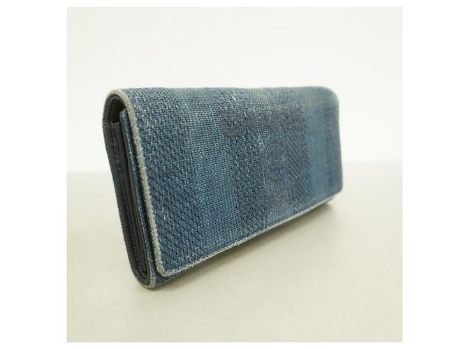 Chanel Deauville Nylon Canvas Langbörse Marineblau - Ansicht 2