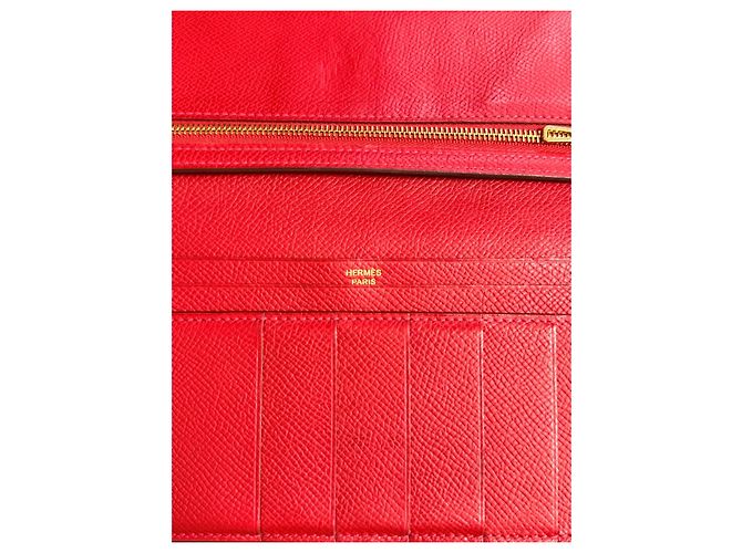 Cartera Larga Béarn de Hermès - Roja - vista 4