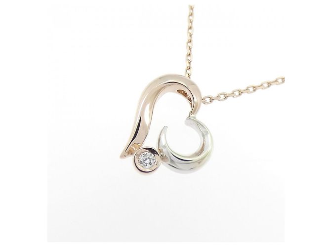 Autre Marque Collana Cuore in Oro K10 e Diamante Star Jewelry Rosa Bianco - vista 3