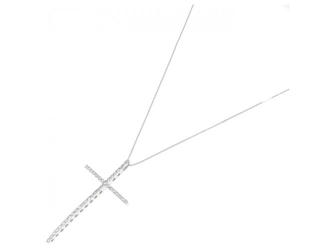 Autre Marque Collana con croce di diamante in oro bianco Au750 Argento - vista 2