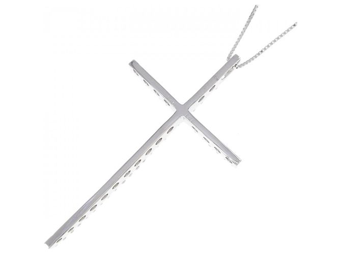 Autre Marque Collana con croce di diamante in oro bianco Au750 Argento - vista 4