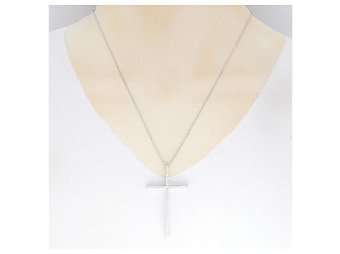 Autre Marque Collana con croce di diamante in oro bianco Au750 Argento - vista 6
