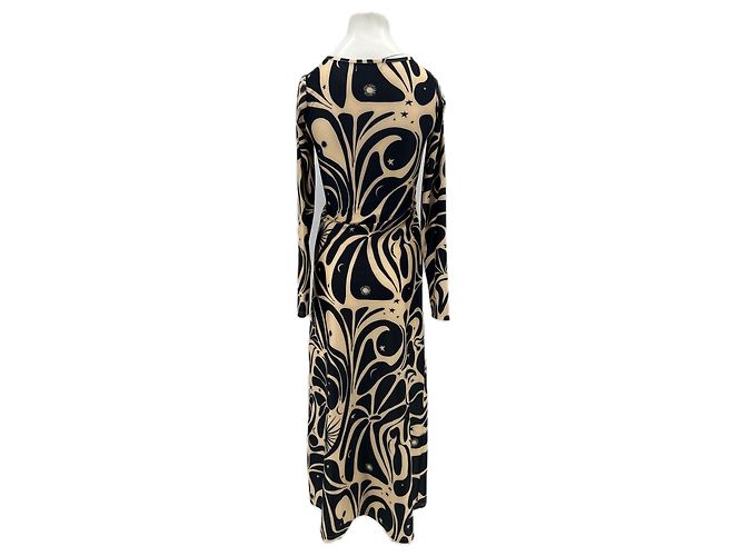 Autre Marque Langes Kleid mit schwarz-beigen Mustern - Ansicht 2