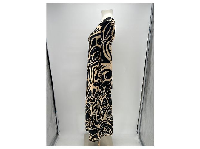 Autre Marque Langes Kleid mit schwarz-beigen Mustern - Ansicht 4