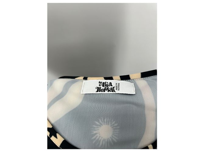 Autre Marque Langes Kleid mit schwarz-beigen Mustern - Ansicht 5