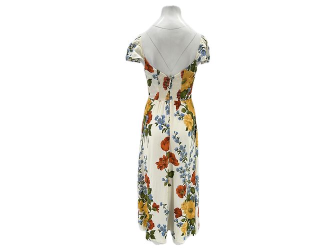 Reformation Langes Kleid mit Blumen V-Ausschnitt Mehrfarben - Ansicht 2
