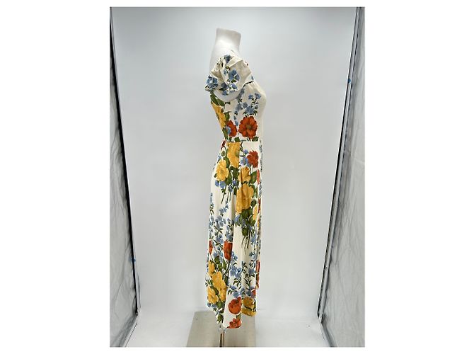 Reformation Langes Kleid mit Blumen V-Ausschnitt Mehrfarben - Ansicht 3