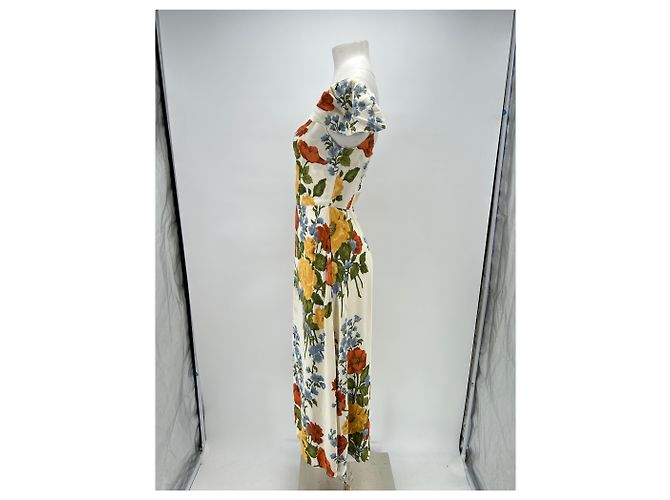 Reformation Langes Kleid mit Blumen V-Ausschnitt Mehrfarben - Ansicht 4