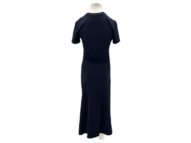 Vestido drapeado de algodón azul marino Frame Denim S - vista 2
