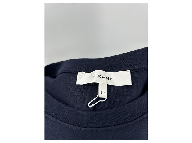 Vestido drapeado de algodón azul marino Frame Denim S - vista 7