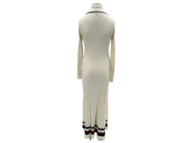 Tommy Hilfiger Cremfarbene gerippte Maxikleid Beige - Ansicht 2