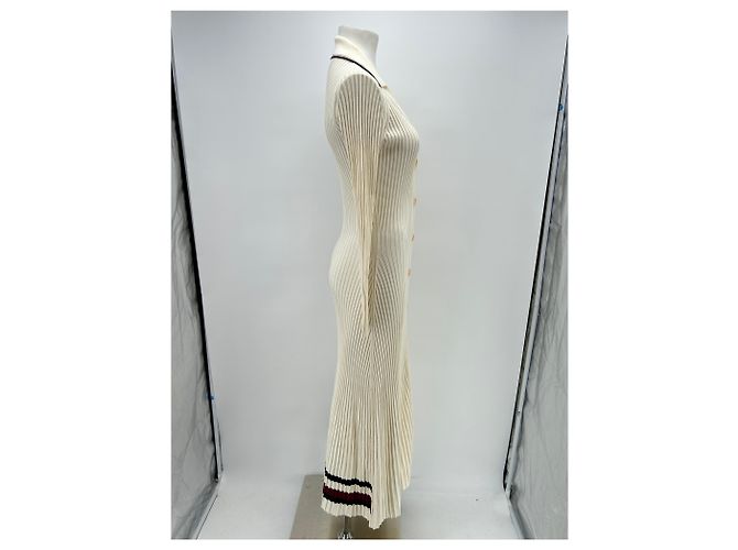 Tommy Hilfiger Cremfarbene gerippte Maxikleid Beige - Ansicht 3