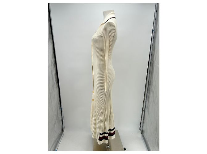 Tommy Hilfiger Cremfarbene gerippte Maxikleid Beige - Ansicht 4