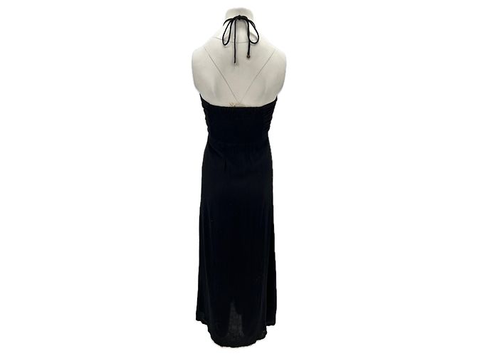 Autre Marque Schwarzes langes Bustierkleid mit Nackenband - Ansicht 2