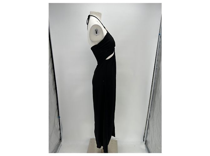 Autre Marque Schwarzes langes Bustierkleid mit Nackenband - Ansicht 3