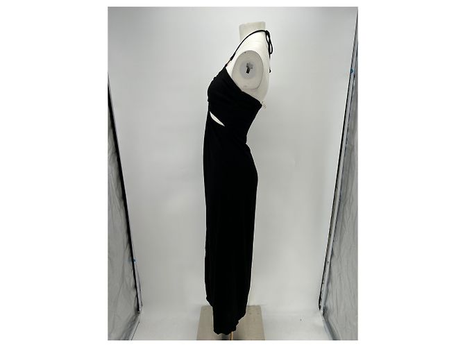 Autre Marque Schwarzes langes Bustierkleid mit Nackenband - Ansicht 4