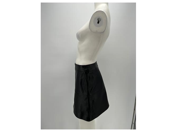 Falda de cuero negra Eric Bompard Negro - vista 4