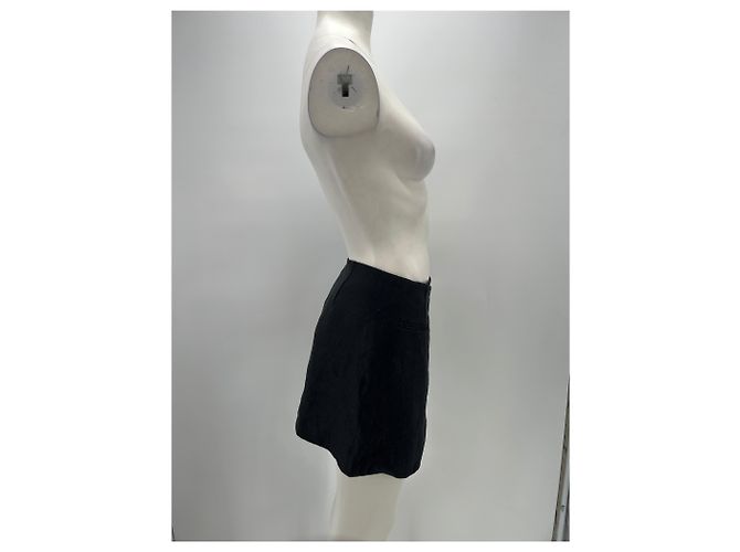 Anine Bing Mini falda negra de lino Negro - vista 3