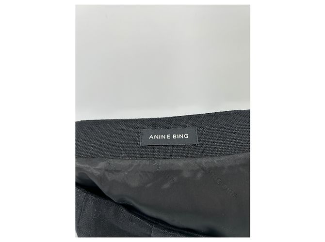 Anine Bing Mini falda negra de lino Negro - vista 5