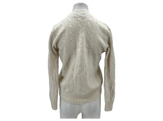 Polo Ralph Lauren Maglione a maglia intrecciata bianco in cashmere - vista 2