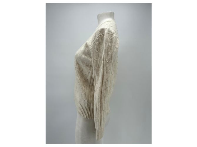 Polo Ralph Lauren Maglione a maglia intrecciata bianco in cashmere - vista 4