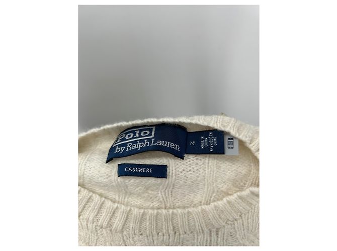 Polo Ralph Lauren Maglione a maglia intrecciata bianco in cashmere - vista 6
