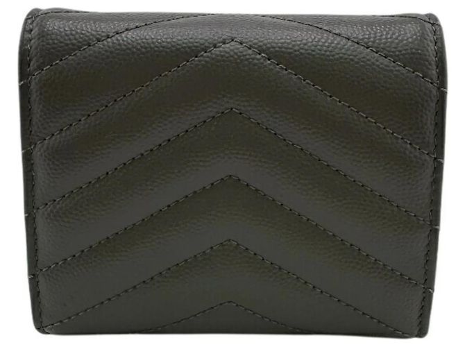 Billetera tri-fold V-Stitch gris Saint Laurent Castaño - vista 2