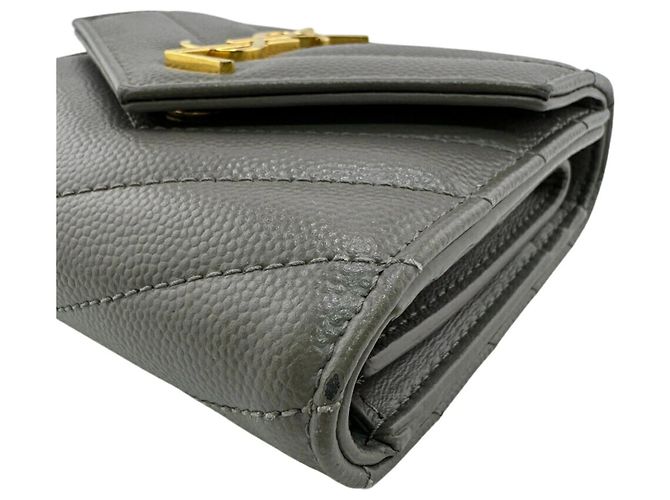 Billetera tri-fold V-Stitch gris Saint Laurent Castaño - vista 4