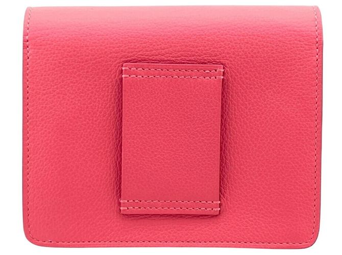 Billetera bifold de cuero Lauris de Hermès en rosa - vista 2