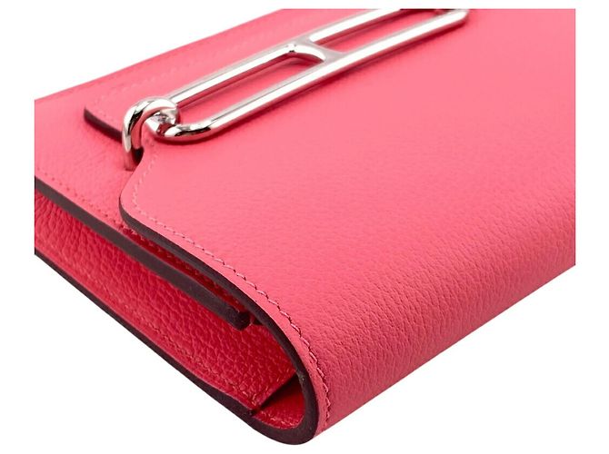 Billetera bifold de cuero Lauris de Hermès en rosa - vista 3