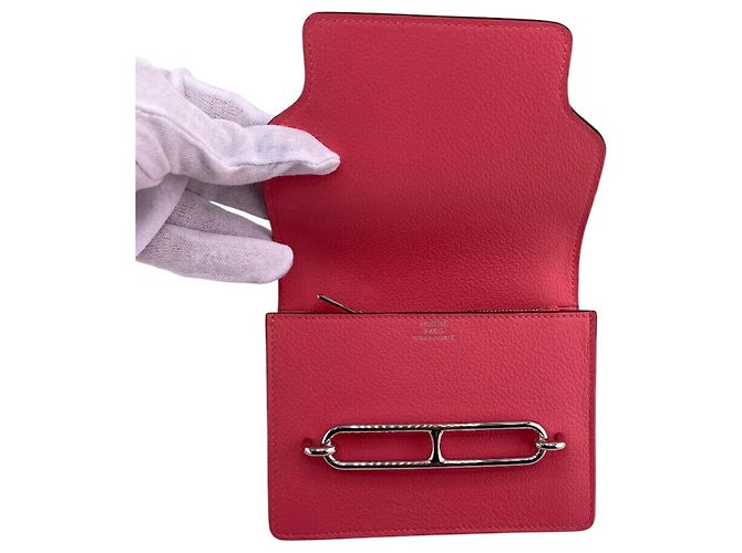 Billetera bifold de cuero Lauris de Hermès en rosa - vista 6