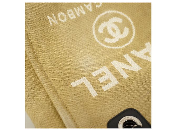 Chanel Deauville Canvas Kettentasche Schwarz Weiß Beige - Ansicht 7