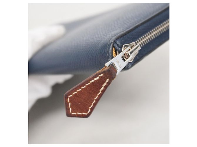Hermès Azap Lang Wallet aus blauer Epsom-Leder - Ansicht 11