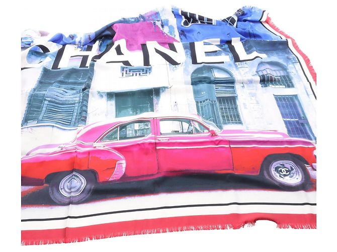 Sciarpa in seta Chanel per donne in rosa multicolore - vista 6