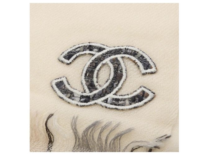 Stola in cashmere Chanel grigia e avorio Marrone Crudo - vista 5