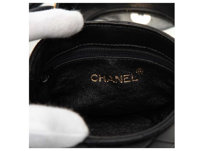 Vanity Custodia per trucco in pelle di agnello trapuntata nera Chanel con frange Nero - vista 5