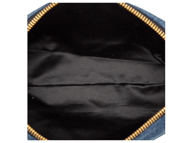 Pochette da polso in denim blu con logo ricamato Miu Miu - vista 4