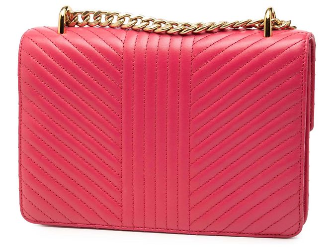 Prada Rosa Morbido Pelle Chevron Impunture Turn Lock Catena Crossbody - vista 2