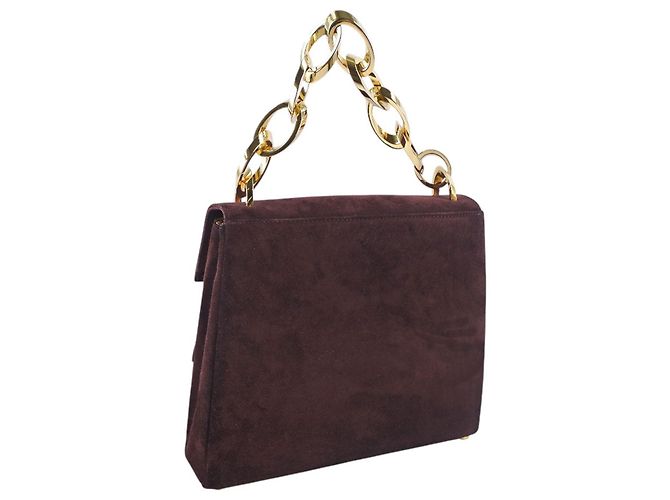 Salvatore Ferragamo Bolso de cadena de ante marrón Ferragamo Castaño Marrón oscuro - vista 2