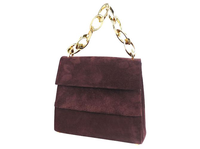 Salvatore Ferragamo Bolso de cadena de ante marrón Ferragamo Castaño Marrón oscuro - vista 3